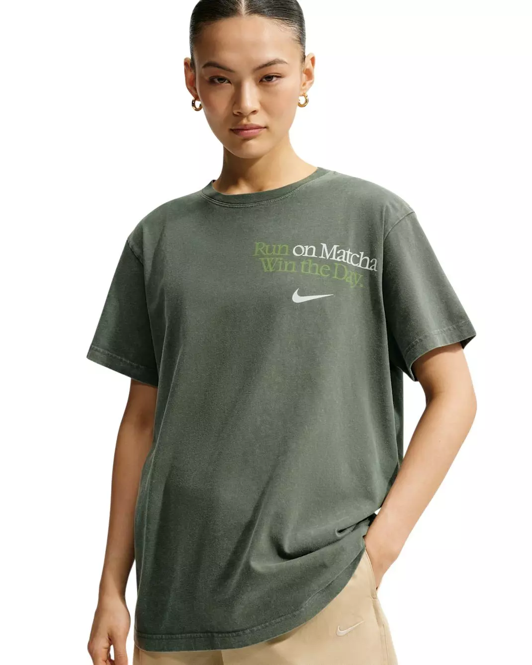Nike Women's Sportswear Oversized Run On Matcha T-Shirt - Green